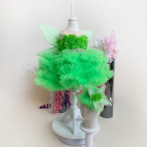 Princess Dress Fairy Dress for Birthday, Costume Tinkerbell Dress Outfit Dress Costume Princess Dress for Birthday Party Tutu, Dress Only
