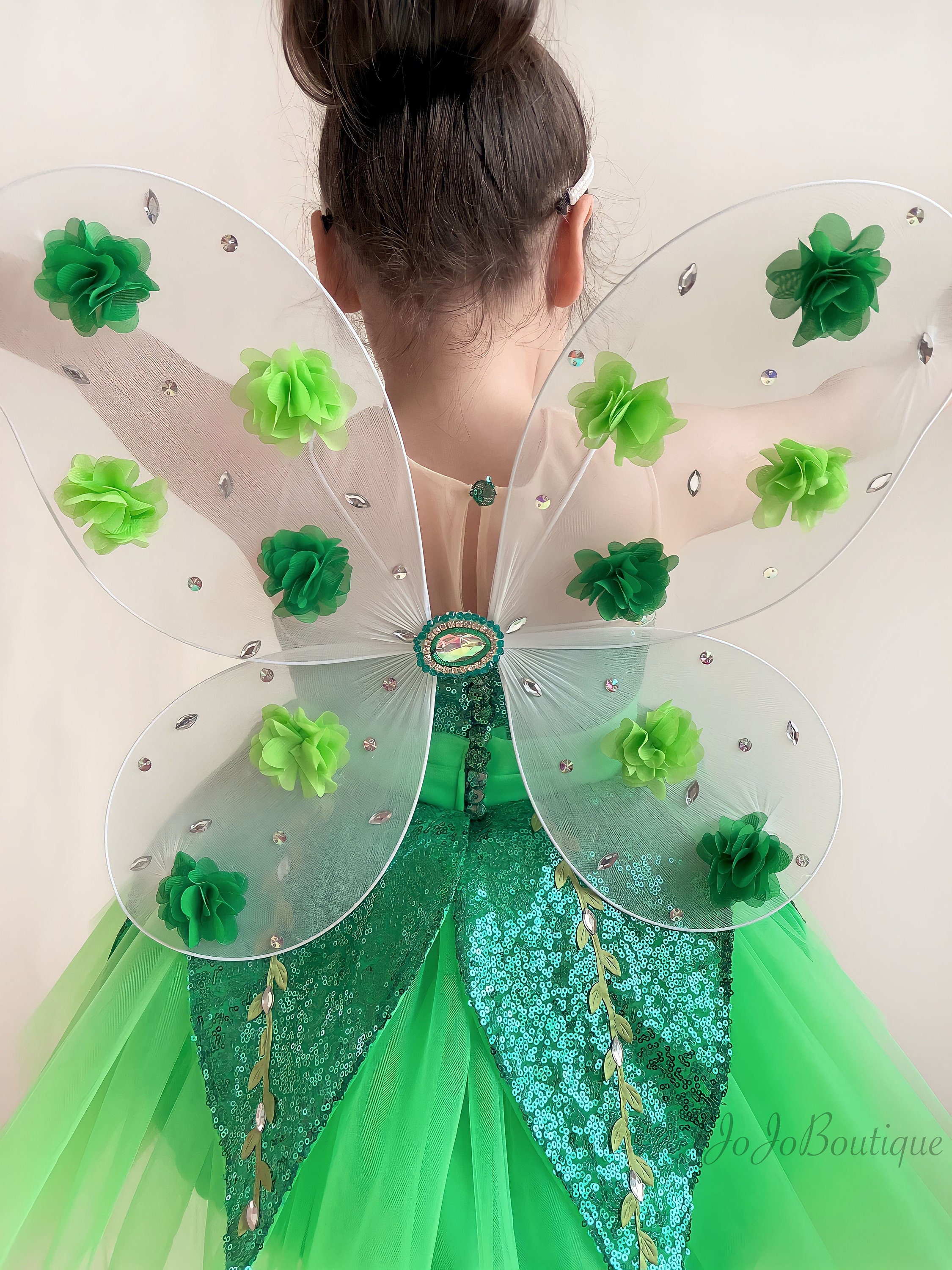 Tinker Bell Inspired Fairy Dress, Green Sequin Pixie Costume, Toddler  Birthday Party Outfit - Etsy