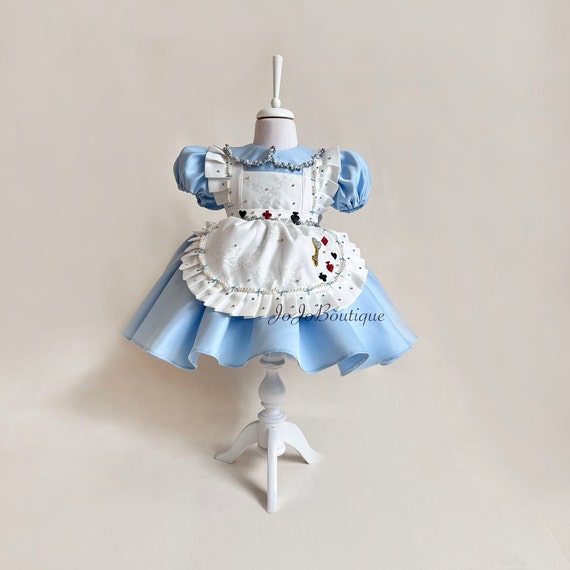 Alice in Wonderland Storytime Character Handmade Modest Halloween Costume 3 Piece Set --Alice-- Child Sizes
