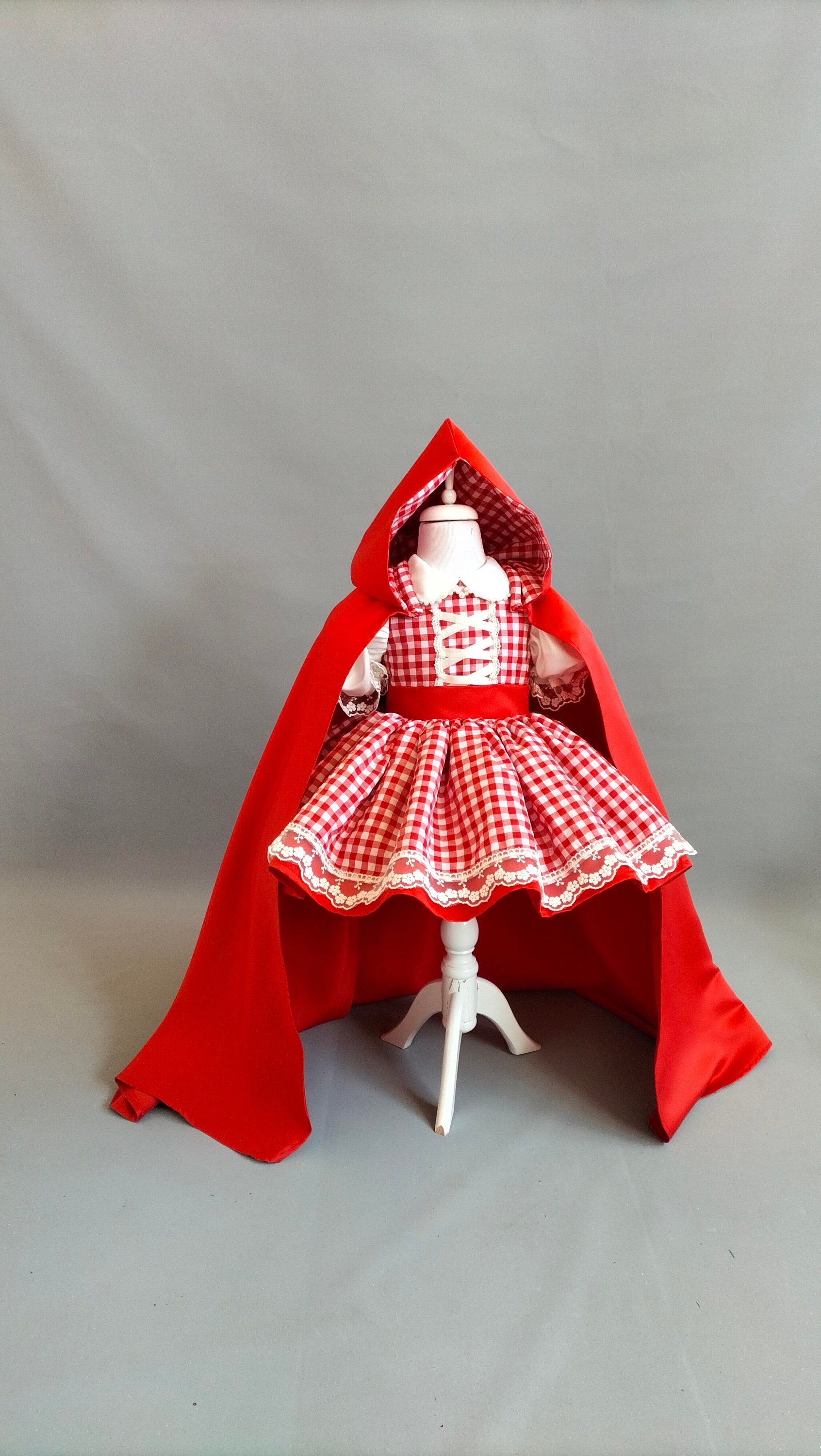 Handmade Little Red Riding Hood Costume – Gingham Dress, Hooded Cape - Etsy