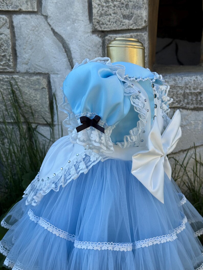 Alice in Wonderland Dress, Toddler Storybook Costume, Blue Fairytale Party Outfit image 8