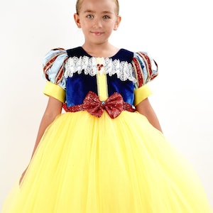 Snow White dress, Princess Costume, Yellow and Blue Princess Dress, Snow White Dress With Sequined Belt, Fairy Dress for Party