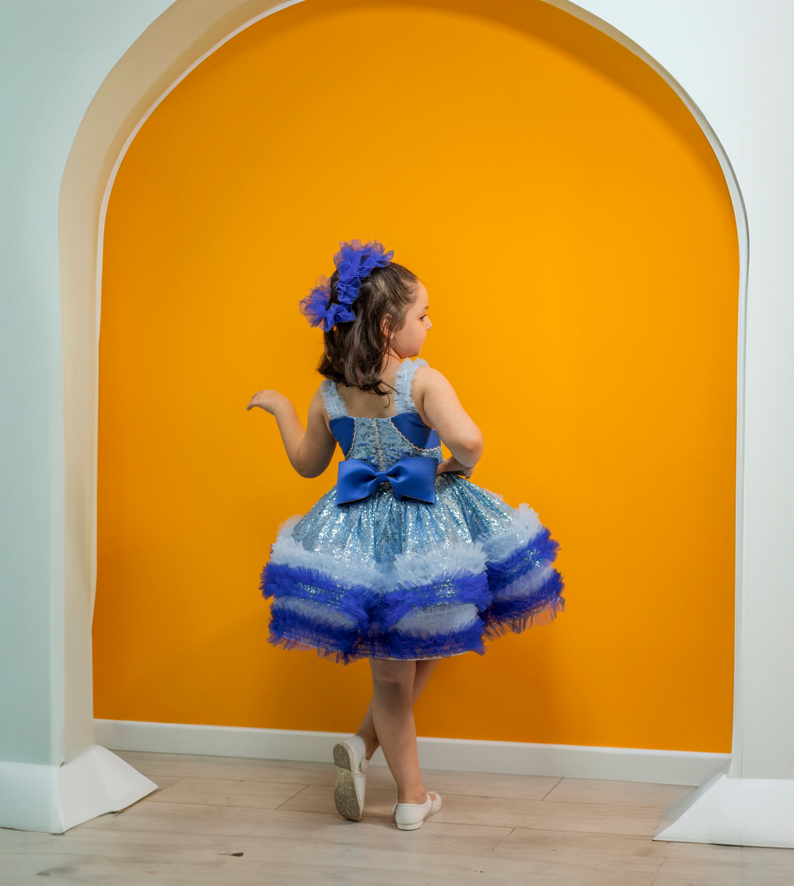 bluey birthday dress 2t Bluey Toddler Girls Mesh Cosplay Short Sleeve Dress Blue 4T