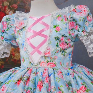 Azul Pink Blue Pink Flowers Print Fabric Dress, Floral Tutu Dress for Toddler ...