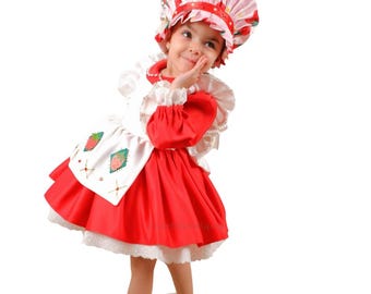 Robe Bébé Fille Lolita Rouge à Carreaux Et Fraises - Taille 2T/3T, 100% Coton, Neuf Avec étiquettes