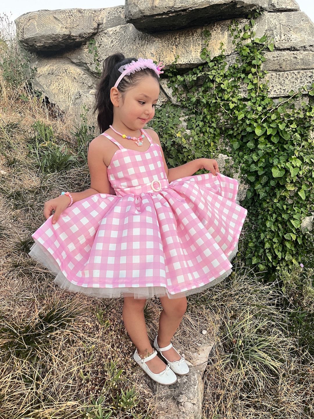 gingham dress pink Katie J NYC Girls Baby Brenna Pink / Y/S (7/8) 65% polyester Pink Cotton Gingham Smocked Dress