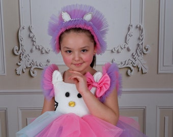 Toddlers Hello Kitty Birthday Hello Kitty Girls Costume 1st Birthday Tutu  Party Dress Hello Kitty Pink Flower Girl Dress with Headband
