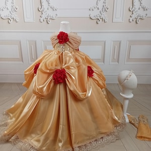 princess belle dress 4t Girls Belle dress, Girls Belle costume, Girls Halloween costume, beauty and beast dress, Girls princess costume, Girls princess dress,