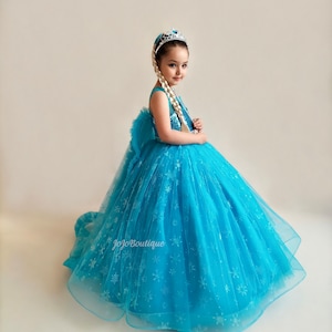 Disney Inspired Frozen Elsa Princess Dress Costume Set, Birthday Party Dress For Girls, Ball Gown, Dress Up