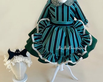 Toddler Girl Haunted Mansion Maid Dress, Gothic Halloween Costume, Handmade Party Outfit