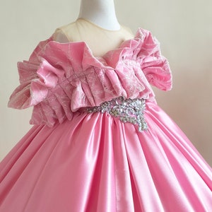 Elegant Pink Baby Girl Dress, Sequin and Ruffle Tutu Dress, First Birthday Party Dress, Fancy Toddler Dress, Designer Dress for Girls