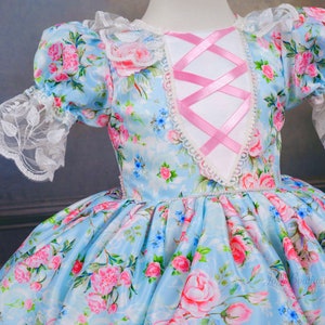 Azul Pink Blue Pink Flowers Print Fabric Dress, Floral Tutu Dress for Toddler ...