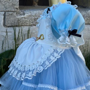 Alice in Wonderland Dress, Toddler Storybook Costume, Blue Fairytale Party Outfit image 9
