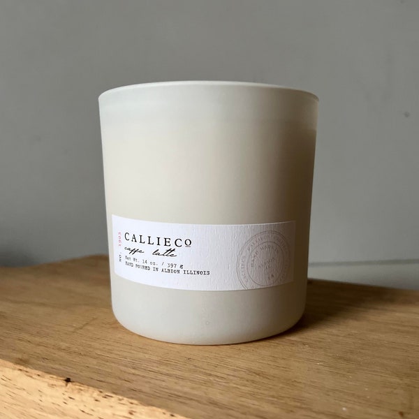 Caffe Latte Soy Wax Candle | 100% Soy Wax Candle | Fresh Brewed Coffee Scented Jar Candle | Coffee Non-Toxic Soy Candle | 14 oz.