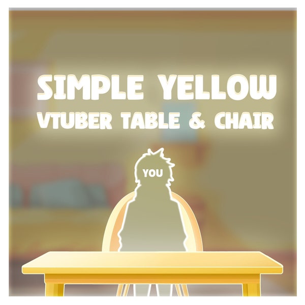 Simple Yellow Vtuber Desk Table & Chair, Vtuber asset, Vtuber desk, pngtuber assets, Assets for Vtuber, Yellow Vtuber Asset Desk chair