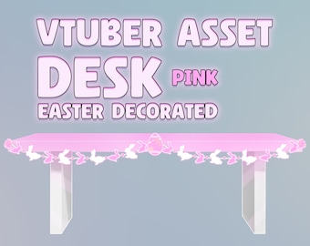 Easter Vtuber Desk Asset, Pink Easter Vtuber assets desk, Vtuber asset, Vtuber desk, pngtuber assets, Assets for Vtuber Accessory