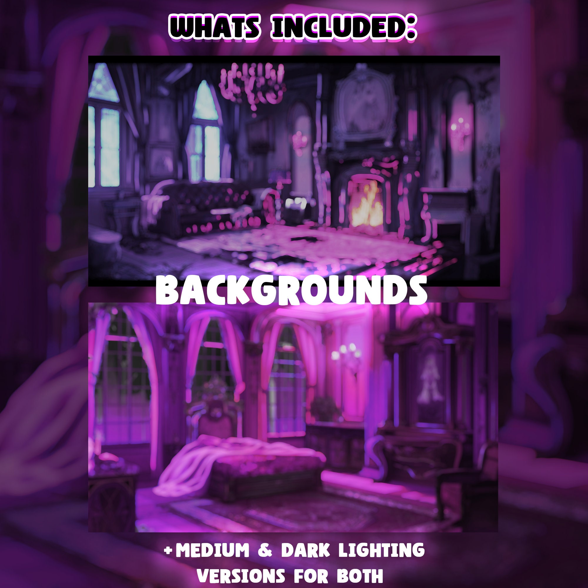 Gothic Vampire Vtuber Setup Assets, Vtuber Desk Chair, Vtuber Bundle ...