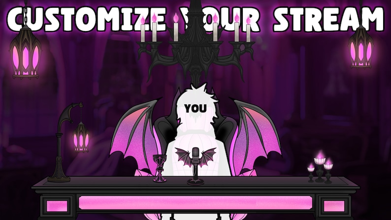 Gothic Vampire Vtuber Setup Assets, Vtuber Desk Chair, Vtuber Bundle ...