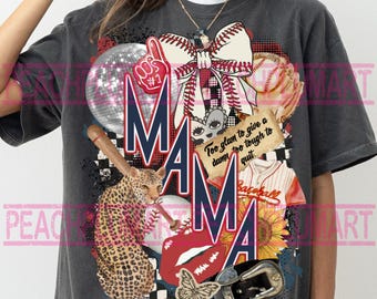 Mamá de béisbol PNG, Collage de mamá de béisbol PNG, Béisbol grunge PNG, Collage de béisbol PNG, Mamá de béisbol PNG, Diseño de sublimación PNG del día del juego