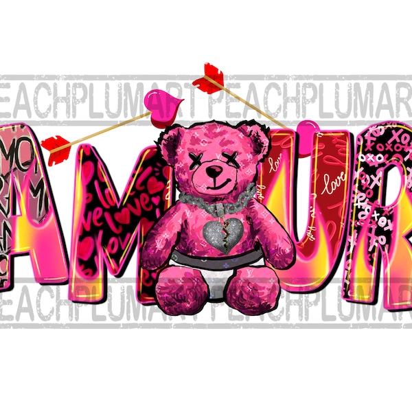 Amour png, Love png, Valentine’s Day png sublimation, be my valentine png, be mine, xoxo png, teddy bear png, graffiti png, airbrush png