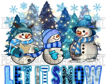 Let It Snow Blaue Weihnachten Png Sublimationsdesign, Frohe Weihnachten Png, Urlaub Sublimation, Blaue Weihnachten Png, digitaler Download