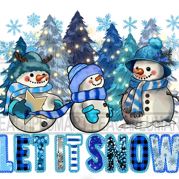 Let It Snow Blue Christmas Png Sublimation Design, Merry Christmas Png, Holiday sublimation, Blue Christmas Png, Digital Download