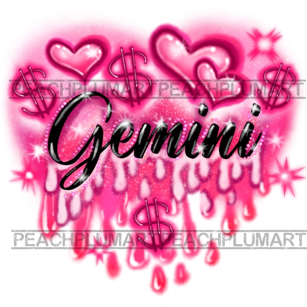 gemini png, gemini zodiac sign png, airbrush zodiac png, airbrush design png, gemini svg, birthday gift png, gift for her png, dope gemini