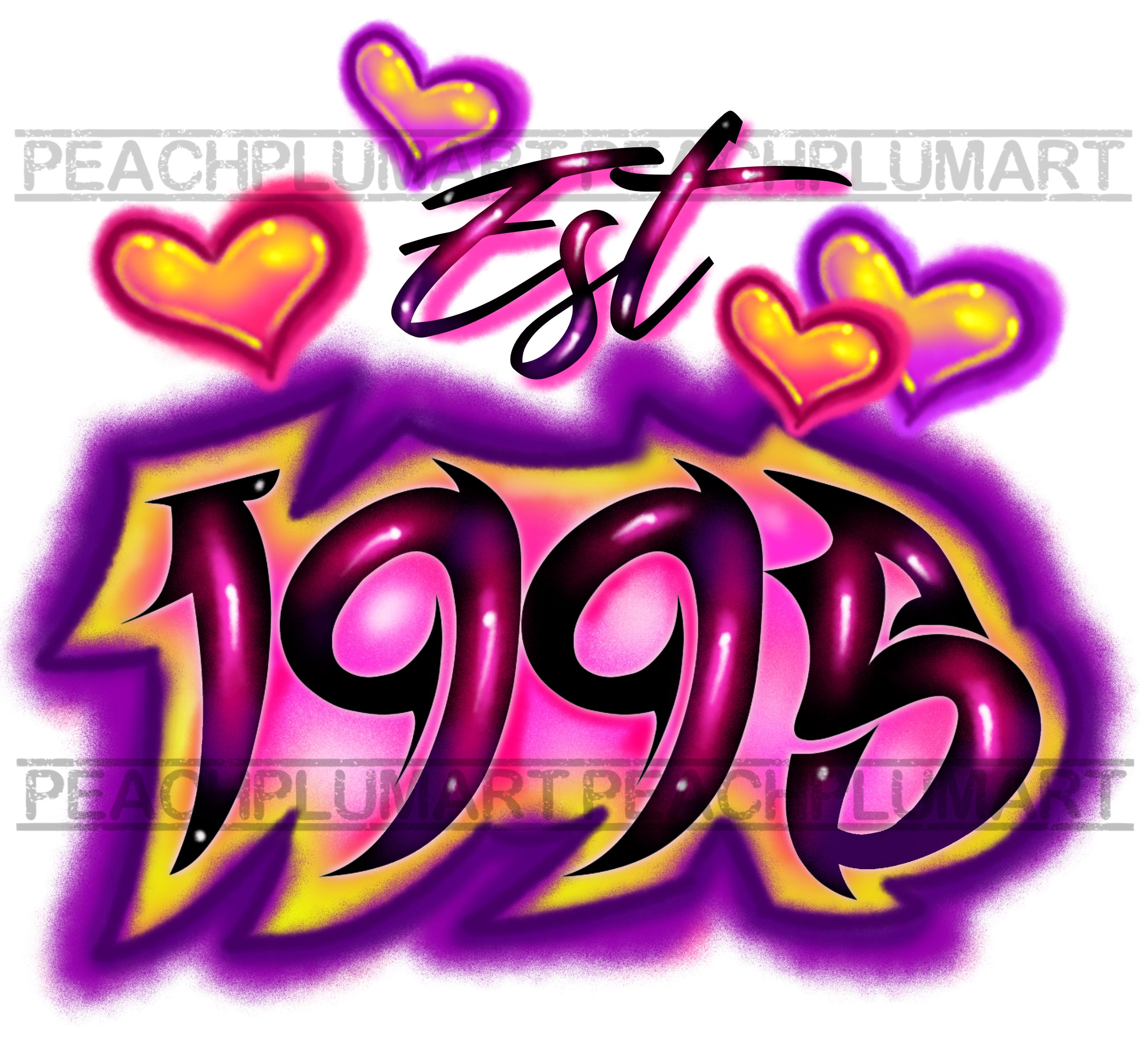 1995 PNG, Est. 1995 Png, Birthday Png, Happy Birthday Png, Airbrush ...
