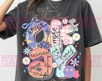 It's okay to boho floral png, flowers png, motivational png, inspirational png, kindness png, t shirt png, mental health png, affirmations
