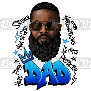 Black man with beard png, black dad png, dad king png, father png, father’s day png, Afro bearded man png, Afro dad png, dad hero png