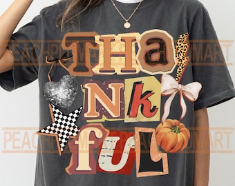 Thankful png, thankful collage png, y2k thanksgiving png, preppy thanksgiving png, Retro thankful Png, Thanksgiving png