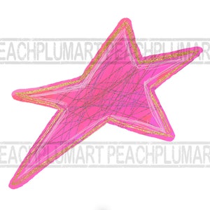 Hand drawn perfect star png, Hand drawn star png sublimation design download, pink star png, watercolor star png