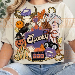 Vintage Halloween Png, Spooky motel png, Spooky collage png, Western spooky png, Wild card spooky png, 8 ball collage png, skeleton motel