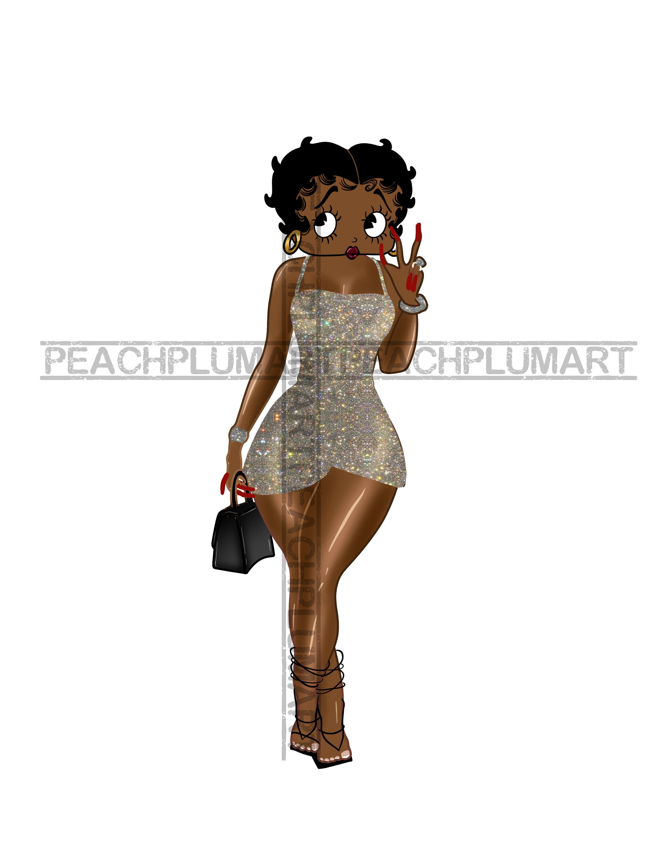 Black Betty Boop Png Betty Boop Png Black Cartoon Png Night Etsy