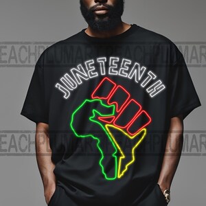 Junteenth neon png, Freeish seit 1865 png, Schwarze Geschichte png, Juneteenth png Sublimation Design Download, Afrikanische Karte Faust png