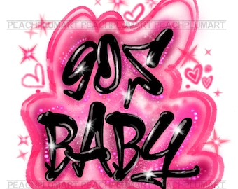 90s baby png, i love 90s png, 80s baby png, 90s baby svg, airbrush 90s baby png, airbrush graffiti png, pink graffiti png, 90s png