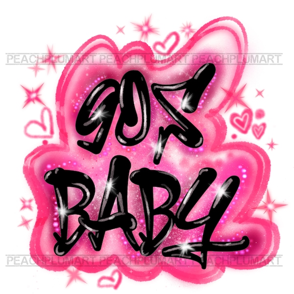 90s baby png, i love 90s png, 80s baby png, 90s baby svg, airbrush 90s baby png, airbrush graffiti png, pink graffiti png, 90s png