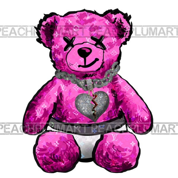 Teddy Bear Png, Gangster Bear Png T-shirt Design, Printable Digital Download, Pink Teddy Bear Png, Teddy Bear Svg, Icy Babe png