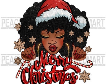 Merry Christmas PNG, Afro Queen Sublimation, Christmas Shirt Print, Black Woman Sublimation, Joy Woman Direct Print File