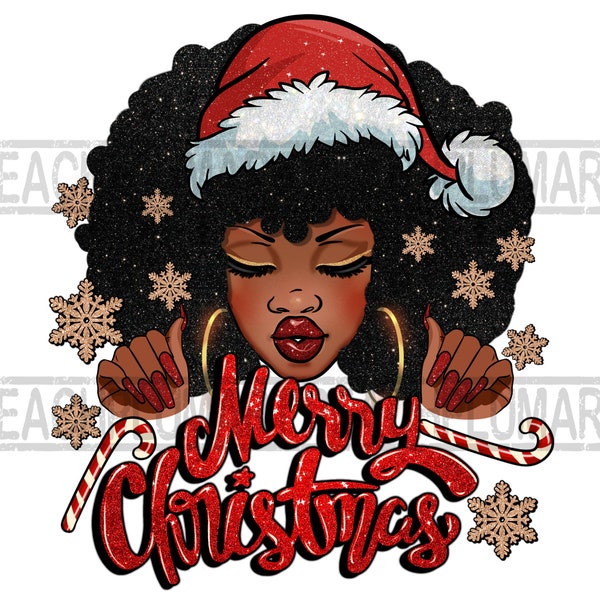 Merry Christmas PNG, Afro Queen Sublimation, Christmas Shirt Print, Black Woman Sublimation, Joy Woman Direct Print File