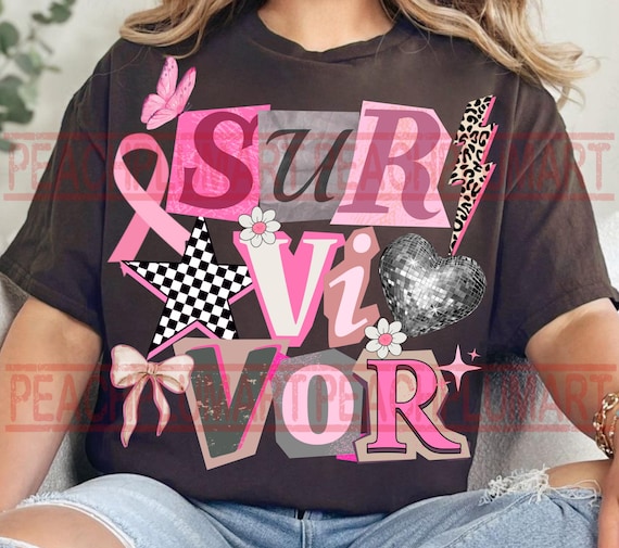 Breast cancer survivor png, Survivor png, Y2K breast cancer png, Breast cancer png, Collage style cancer png, Cancer awareness png,fight png