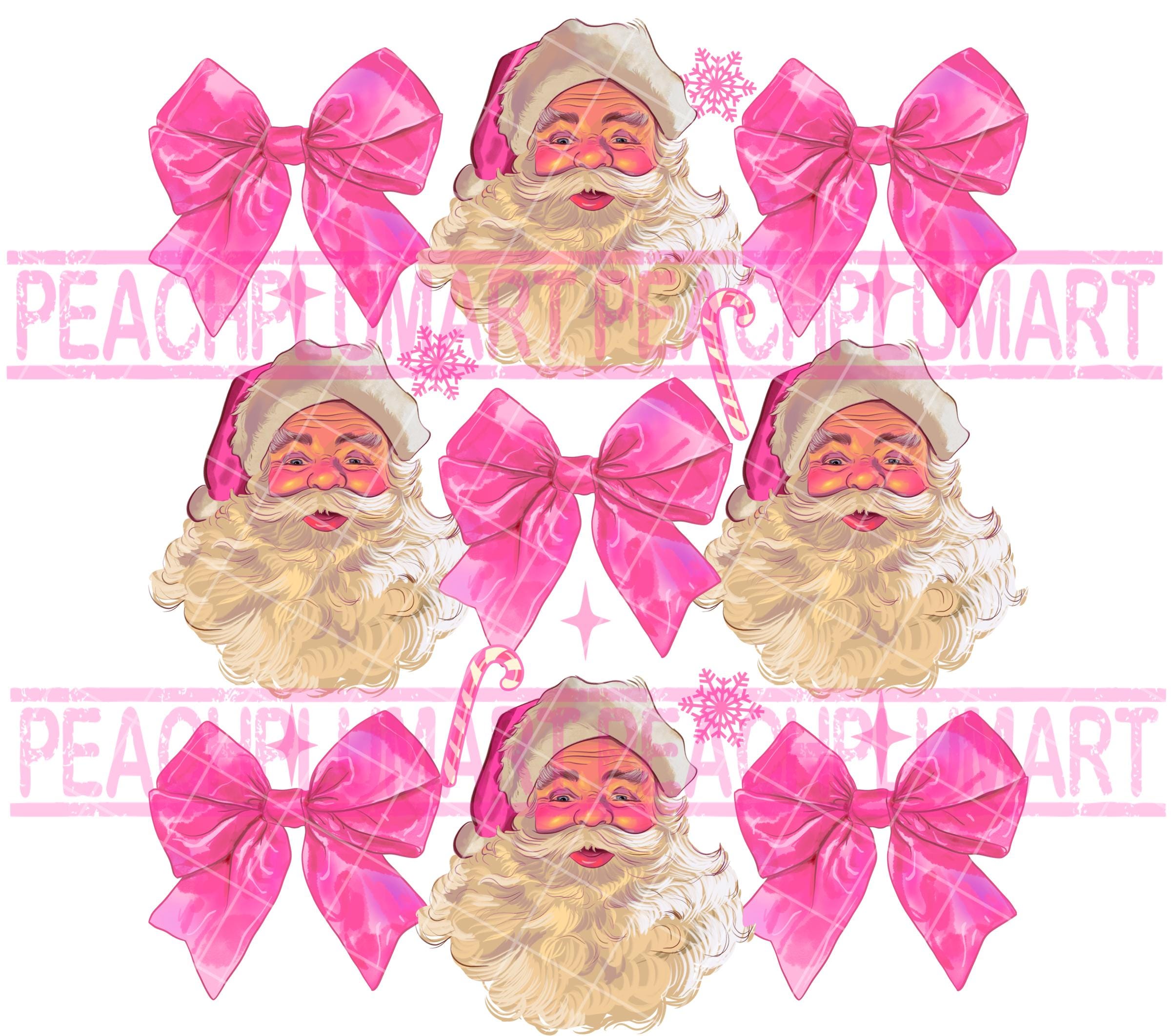 Coquette Christmas Png, Hot Pink Bow Christmas Png, Pink Santa Png ...
