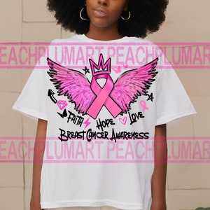 Breast cancer awareness png, breast cancer graffiti png, faith hope love png, cancer faith png, cancer hope png, breast cancer ribbon png