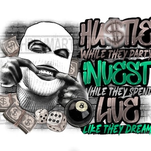 Hustle Gangster Png, Hustle Ski mask man png sublimation design download, hustle ski mask png, Hustle sublimation design download, Invest