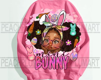 Mini bunny png, Black girl easter png, Afro girl easter png, Easter black girl png sublimation design downloads, bunny girl png