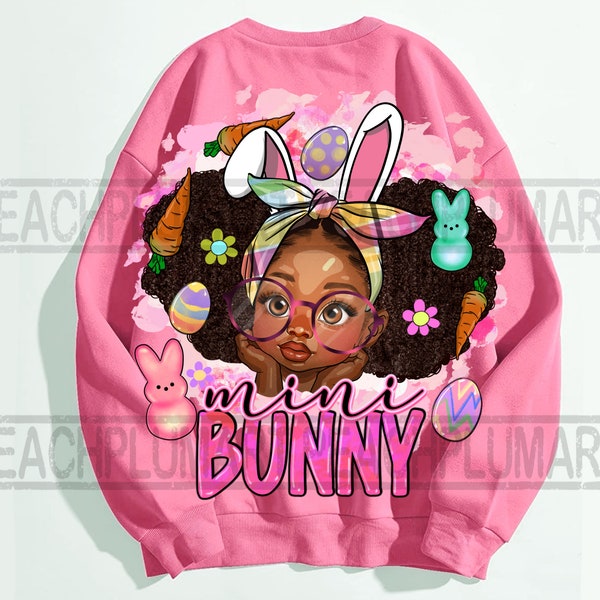 Mini bunny png, Black girl easter png, Afro girl easter png, Easter black girl png sublimation design downloads, bunny girl png