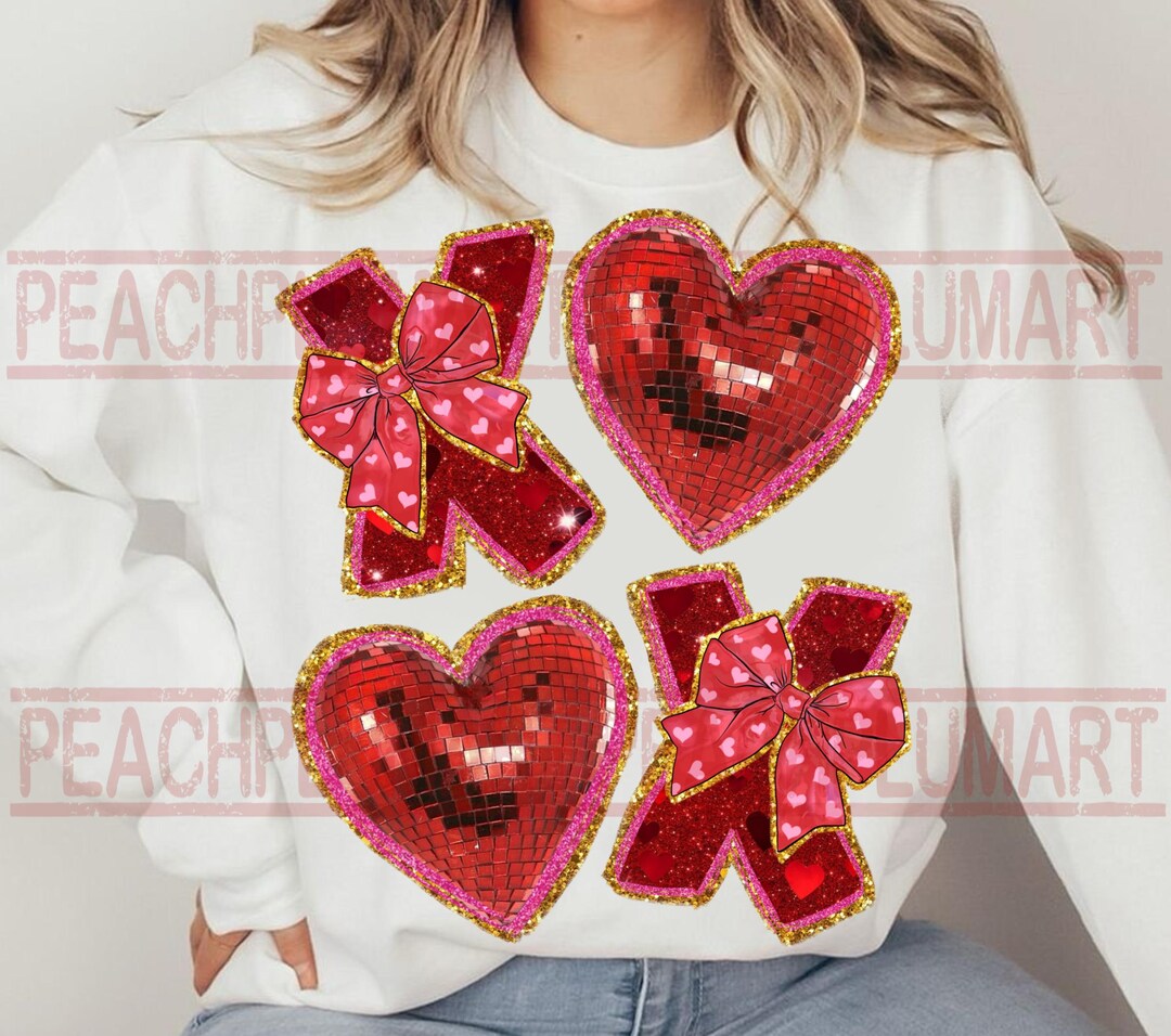 Faux Sequin Xoxo PNG Valentine’s Day Sublimation, Disco Ball Xoxo Png ...