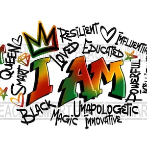 I am black woman png, juneteenth woman png sublimation design download, black history graffiti png, juneteenth graffiti png, black woman png