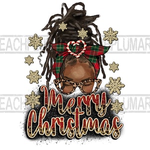 Feliz Navidad Afro Messy Bun PNG, Sublimación Afro Queen, Impresión de camisa de Navidad, Sublimación de mujer negra, Archivo de impresión directa Joy Woman