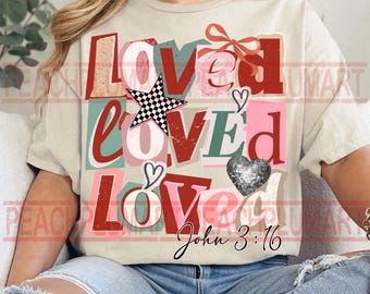 Loved John 3:16 Png, Retro Valentine Png, Coquette Valentine Png, Heart Png, Y2K Valentine Collage Png, Bible verse Png, Love like Jesus png